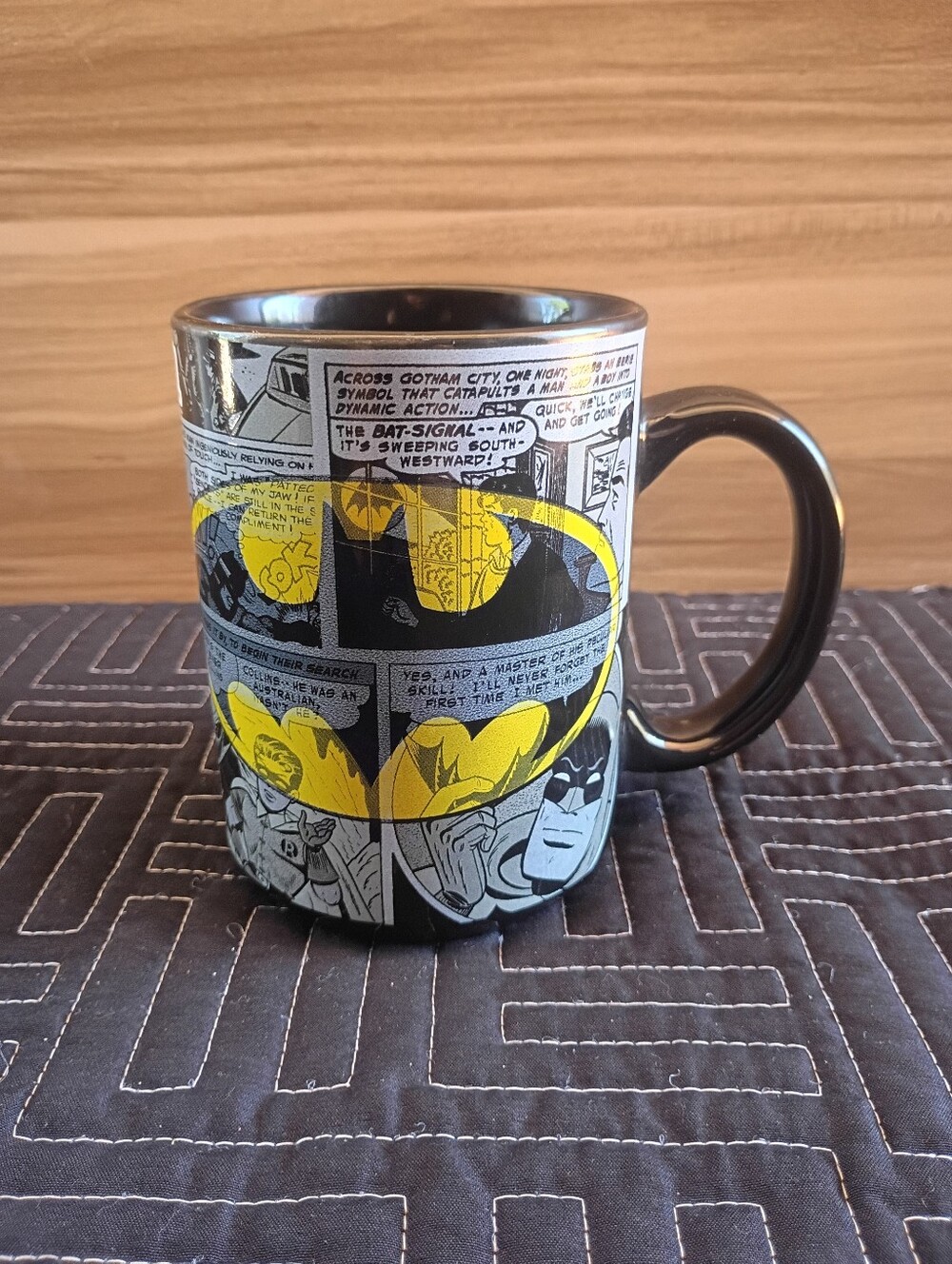 Batman Comic Strip Ceramic Mug - Black & Yellow